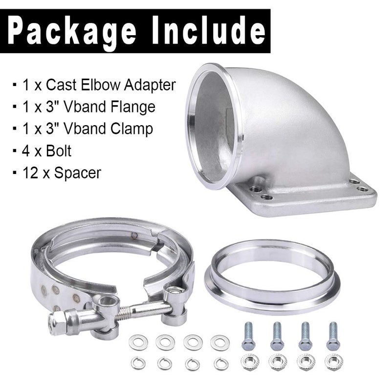 SPELAB 3.0" V-Band Cast Turbo Elbow Downpipe Adapter 304 Stainless Steel for T3 T4 Flange Turbocharge (1) - Image 5